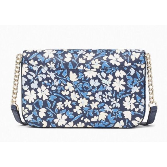 New Kate Spade Kristi Shoreside Floral Print Flap Crossbody Blue Multicolor - Picture 3 of 5